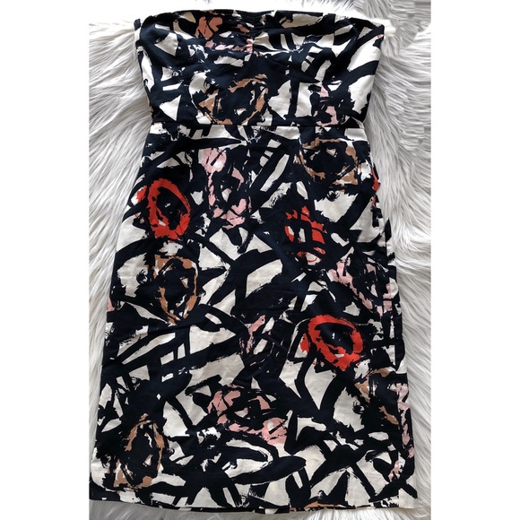 J. Crew Dresses & Skirts - J. Crew | Orange & Blue Abstract Strapless Dress